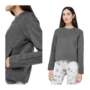 [6] Lululemon On-Track Crew Heathered Grey Pullover Sweatshirt